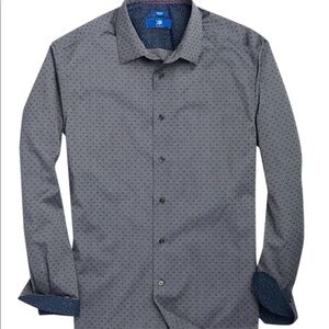 Egara navy dotted Long Sleeve Non Iron Slim Fit Shirt Size Medium EUC